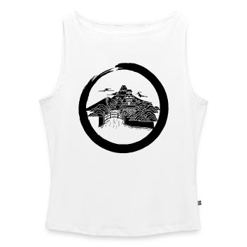 Black Japanese Landscape - Women’s Organic Boat Neck Tank Top - white - Front - Selfina (174cm)