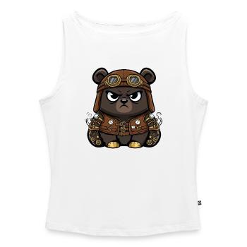 Bear Mechanic Steampunk Vest Gears - Women’s Organic Boat Neck Tank Top - white - Front - Selfina (174cm)