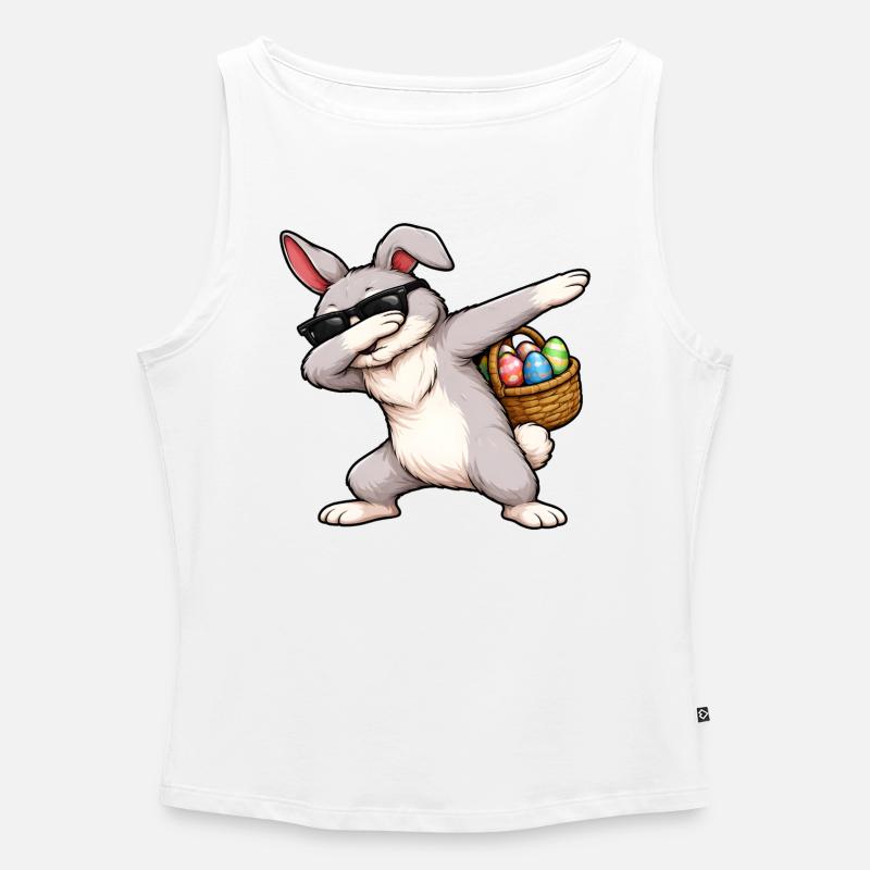 Dabbing Easter Bunny - Women’s Organic Boat Neck Tank Top - white