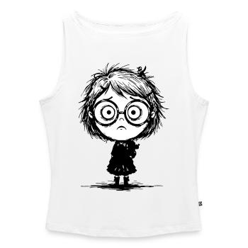 Sticker Girl Melancholy Empty Gaze Manga - Frauen Organic Tank Top mit U-Boot-Ausschnitt - Weiß - Vorne - Selfina (174cm)