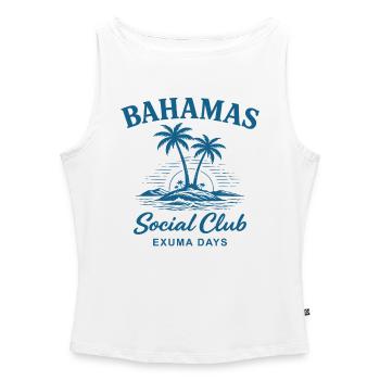 Bahamas Social Club Exuma Days - Frauen Organic Tank Top mit U-Boot-Ausschnitt - Weiß - Vorne - Selfina (174cm)