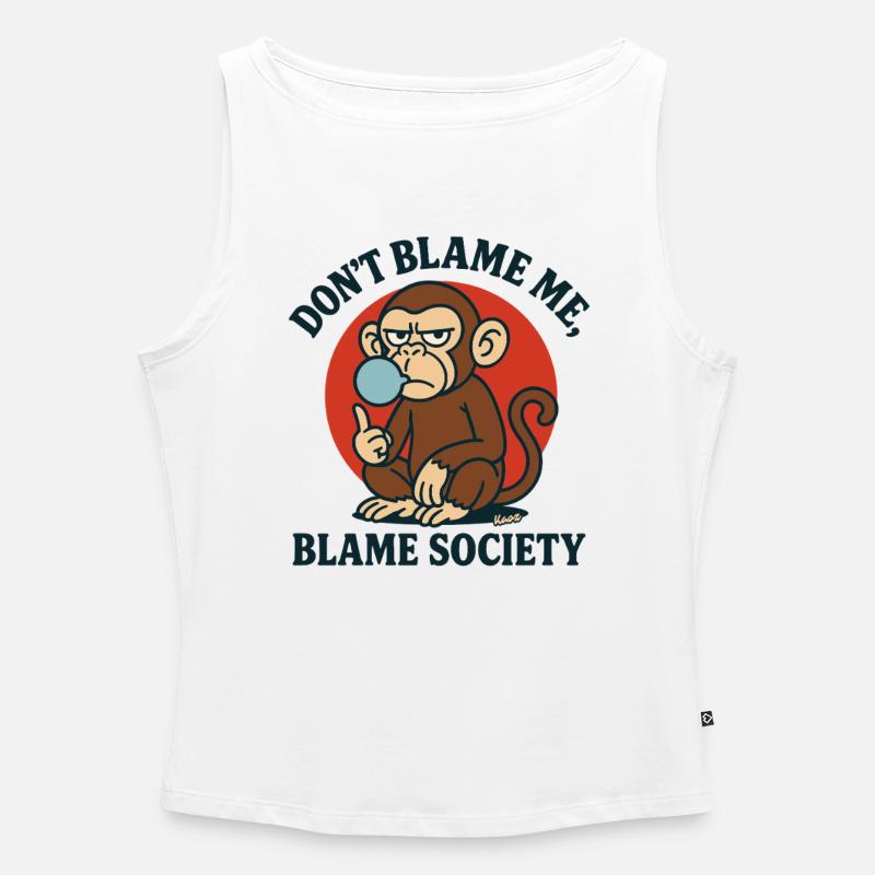 Monkey Blame Society Tee - Canotta donna con scollo a barca bio - bianco