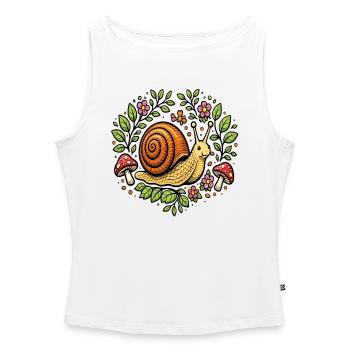 Niedliche Schneckenblumen und -pilze - Frauen Organic Tank Top mit U-Boot-Ausschnitt - Weiß - Vorne - Selfina (174cm)