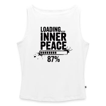 Loading Inner Peace - Sarkasmus Stress Shirt - Frauen Organic Tank Top mit U-Boot-Ausschnitt - Weiß - Vorne - Selfina (174cm)