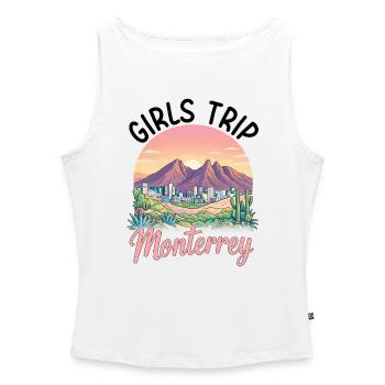 Voyage filles à Monterrey - Débardeur femme à encolure bateau bio - blanc - Devant - Selfina (174cm)
