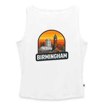 Vintage Birmingham Skyline Retro Sonnenuntergangsdesign - Frauen Organic Tank Top mit U-Boot-Ausschnitt - Weiß - Vorne - Selfina (174cm)