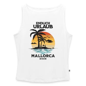 Mallorca Urlaub 2026 Reise Malle Idee - Frauen Organic Tank Top mit U-Boot-Ausschnitt - Weiß - Vorne - Selfina (174cm)