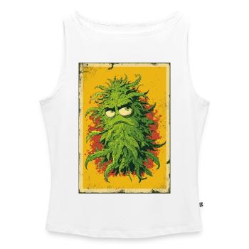Grummelblatt Pop Art Cannabis - Débardeur femme à encolure bateau bio - blanc - Devant - Selfina (174cm)