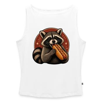 Waschbär-Genuss Hotdog Illustration - Frauen Organic Tank Top mit U-Boot-Ausschnitt - Weiß - Vorne - Selfina (174cm)