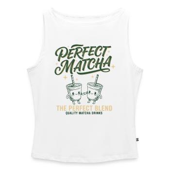 Perfect Matcha The Perfect Blend Matcha Lover - Women’s Organic Boat Neck Tank Top - white - Front - Selfina (174cm)