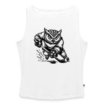 Eishockey Eule Spieler mit Puck Ausmalbild - Frauen Organic Tank Top mit U-Boot-Ausschnitt - Weiß - Vorne - Selfina (174cm)