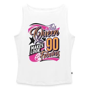 90th Birthday Queen - Women’s Organic Boat Neck Tank Top - white - Front - Selfina (174cm)