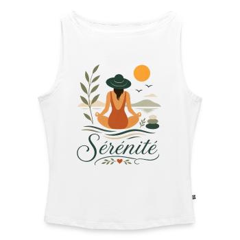 Sérénité au bord de la mer - Débardeur femme à encolure bateau bio - blanc - Devant - Selfina (174cm)
