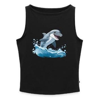 Shark jump over waves - Women’s Organic Boat Neck Tank Top - heather grey - Front - Selfina (174cm)