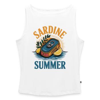 Sardine Summer T-Shirt für den Sommer und Urlaub - Frauen Organic Tank Top mit U-Boot-Ausschnitt - Weiß - Vorne - Selfina (174cm)