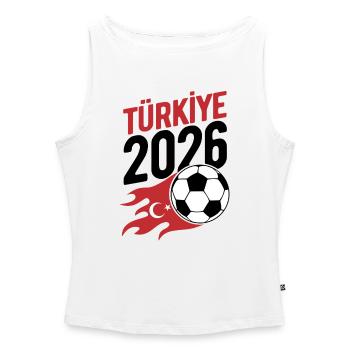 Türkiye 2026 Fußball Flamme mit Flagge - Frauen Organic Tank Top mit U-Boot-Ausschnitt - Weiß - Vorne - Selfina (174cm)