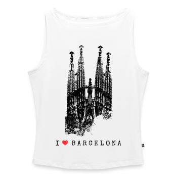 Barcelona Sagrada Familia Spain I Love Barcelona - Women’s Organic Boat Neck Tank Top - white - Front - Selfina (174cm)