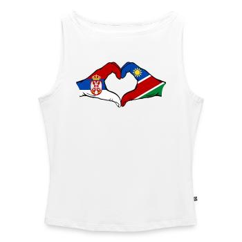 Serbie Namibie Drapeau Coeur - Débardeur femme à encolure bateau bio - blanc - Devant - Selfina (174cm)