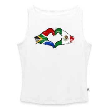 Afrique du Sud Drapeau du Mexique Mains Forme de cœur utilisée - Débardeur femme à encolure bateau bio - blanc - Devant - Selfina (174cm)