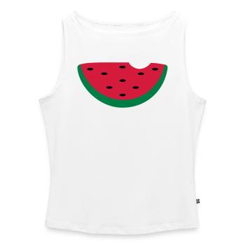 melon - Débardeur femme à encolure bateau bio - blanc - Devant - Selfina (174cm)