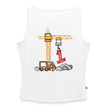 Kinder Geburtstagsshirt Bagger 1 Junge Baustelle 1 - Frauen Organic Tank Top mit U-Boot-Ausschnitt - Weiß - Vorne - Selfina (174cm)