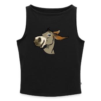Smiling gray donkey - Women’s Organic Boat Neck Tank Top - heather grey - Front - Selfina (174cm)