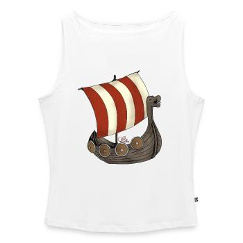 Eriks Winkingerschiff - Frauen Organic Tank Top mit U-Boot-Ausschnitt - Weiß - Vorne - Selfina (174cm)