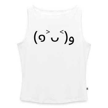 Anfeuerndes Emote (๑˃ᴗ˂)ﻭ gute Laune - Frauen Organic Tank Top mit U-Boot-Ausschnitt - Weiß - Vorne - Selfina (174cm)