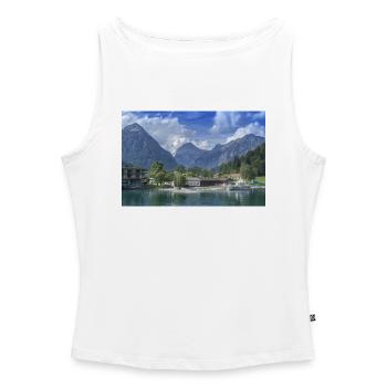 Mountain view - Women’s Organic Boat Neck Tank Top - white - Front - Selfina (174cm)