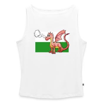 Puffing Welsh Dragon - Gregory - Women’s Organic Boat Neck Tank Top - white - Front - Selfina (174cm)