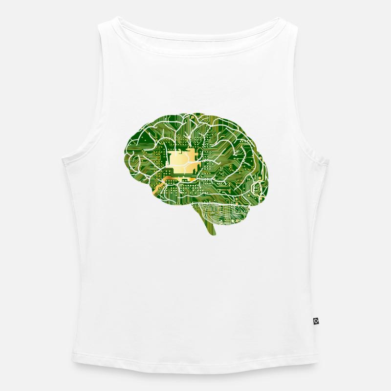 Brain Computer Chip Chip Computer - Women’s Organic Boat Neck Tank Top - white