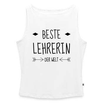 School Teacher Schule Lehrerin Ecole Prof Lehrer - Women’s Organic Boat Neck Tank Top - white - Front - Selfina (174cm)