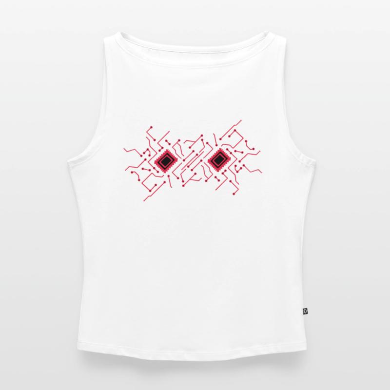 circuitry technology lines microchip disk pattern Women’s Organic Boat Neck Tank Top