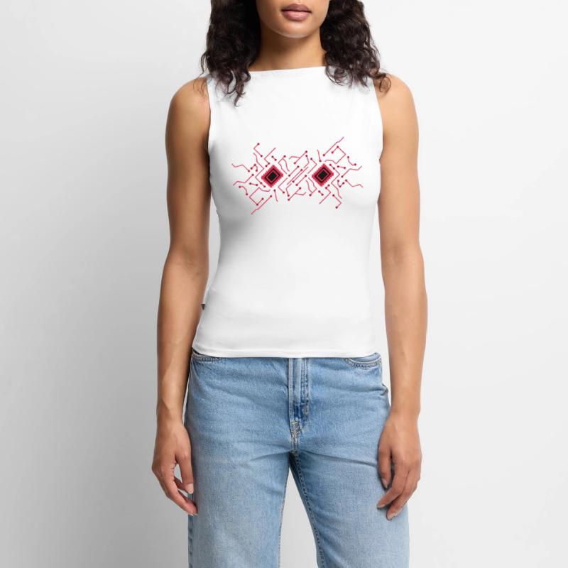 circuitry technology lines microchip disk pattern Women’s Organic Boat Neck Tank Top