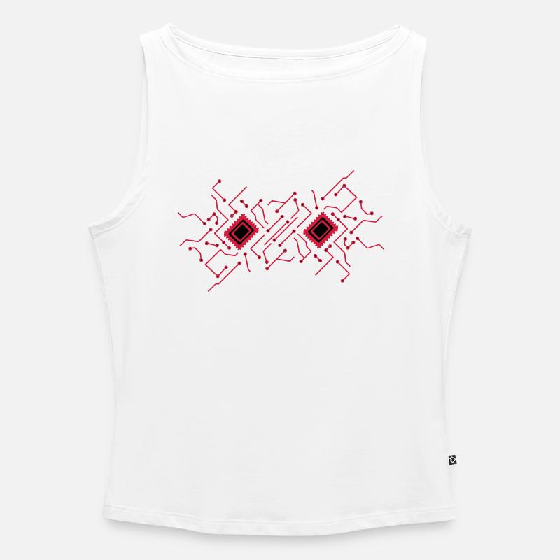 circuitry technology lines microchip disk pattern - Women’s Organic Boat Neck Tank Top - white