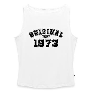 Original Since 1973 College Style - Women’s Organic Boat Neck Tank Top - white - Front - Selfina (174cm)