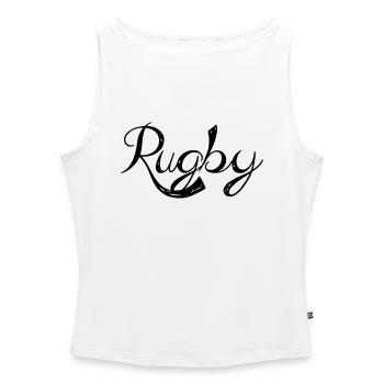 rugby 1 - Women’s Organic Boat Neck Tank Top - white - Front - Selfina (174cm)