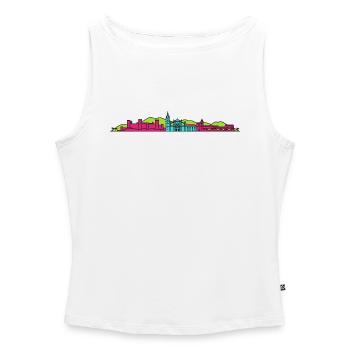 Silhouette urbaine de Malaga Alcazaba Art moderne en ligne - Débardeur femme à encolure bateau bio - blanc - Devant - Selfina (174cm)