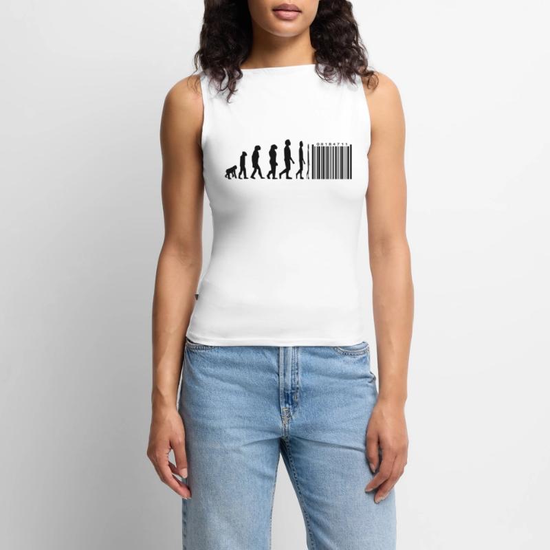 Evolution code à barres Débardeur femme à encolure bateau bio