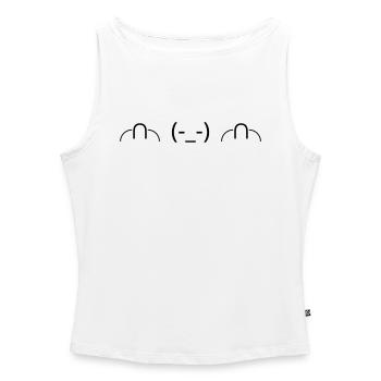 Whatever Emote ╭∩╮(-_-)╭∩╮ freche Geste - Frauen Organic Tank Top mit U-Boot-Ausschnitt - Weiß - Vorne - Selfina (174cm)