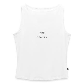 TITS + TEQUILA - Women’s Organic Boat Neck Tank Top - white - Front - Selfina (174cm)