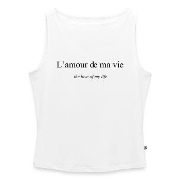 L'amour de ma vie - Débardeur femme à encolure bateau bio - blanc - Devant - Selfina (174cm)