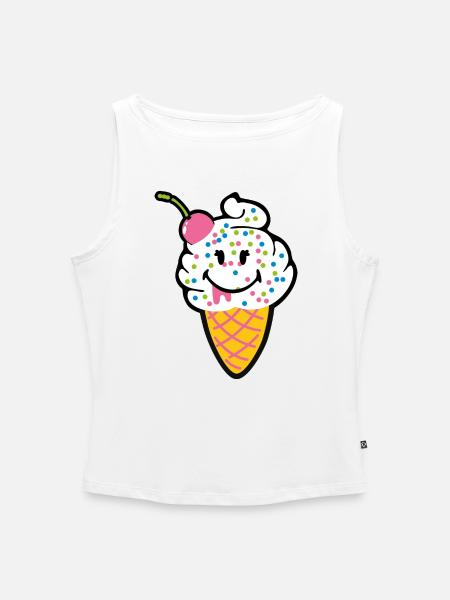 Smiley Kawaii Icecream - Frauen Organic Tank Top mit U-Boot-Ausschnitt - Weiß