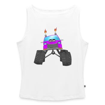 Monster Truck - Débardeur femme à encolure bateau bio - blanc - Devant - Selfina (174cm)