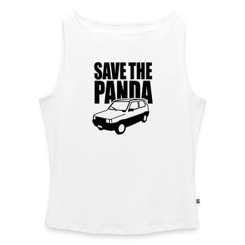 Enregistrez le panda - Débardeur femme à encolure bateau bio - blanc - Devant - Selfina (174cm)