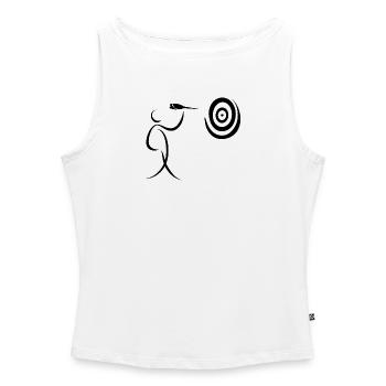 Minimalistisch Dart Dartspieler mit Dartpfeil und - Frauen Organic Tank Top mit U-Boot-Ausschnitt - Weiß - Vorne - Selfina (174cm)