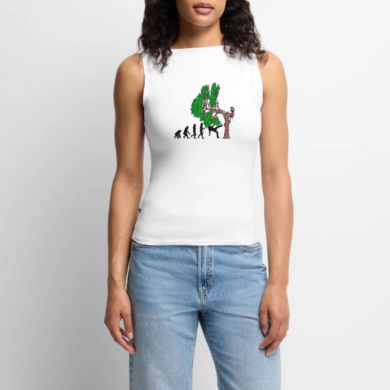 Tree Evolution Bois Bûcheron Forêt de bûcherons Débardeur femme à encolure bateau bio