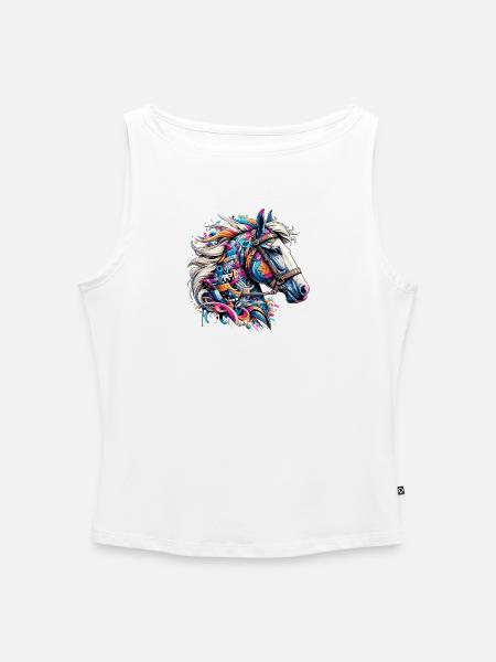 Pferd - Frauen Organic Tank Top mit U-Boot-Ausschnitt - Weiß