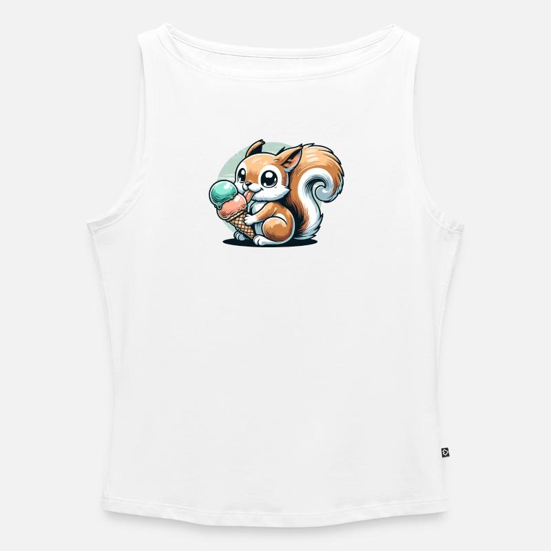 Niedliches Cartoon-Eichhörnchen mit Eiscreme - Frauen Organic Tank Top mit U-Boot-Ausschnitt - Weiß