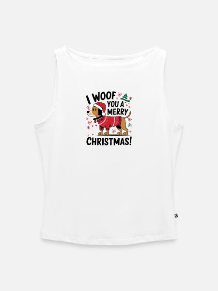 Festlicher Hund im Weihnachtspullover - Frauen Organic Tank Top mit U-Boot-Ausschnitt - Weiß